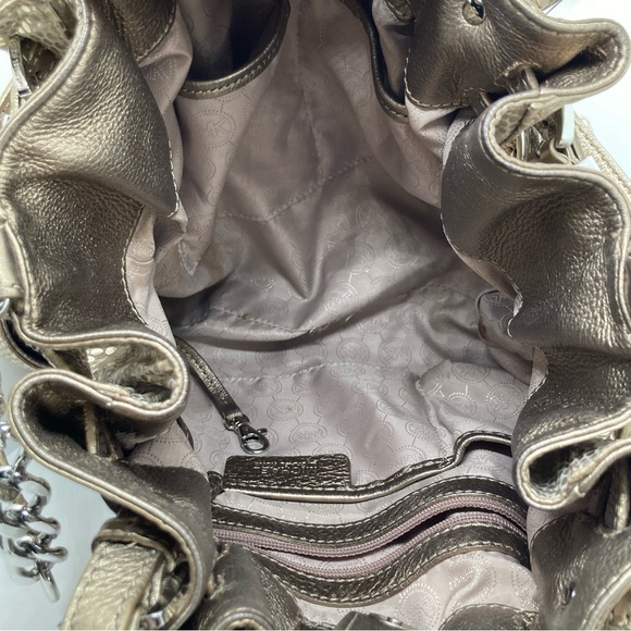 Michael Kors Edie Gold Snakeskin Print Hobo Shoulder Handbag - Picture 9 of 12